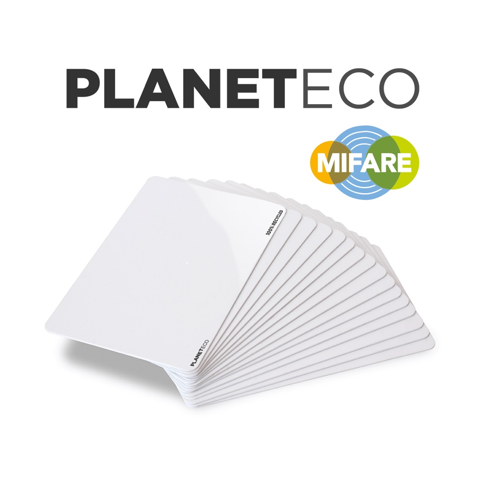 Billede af Genbrugsplast MIFARE Classic® 1K EV1 / S50 hvide plastkort blanke berøringsfrie lavet af 100% genbrugsplast- CR80. 70102390